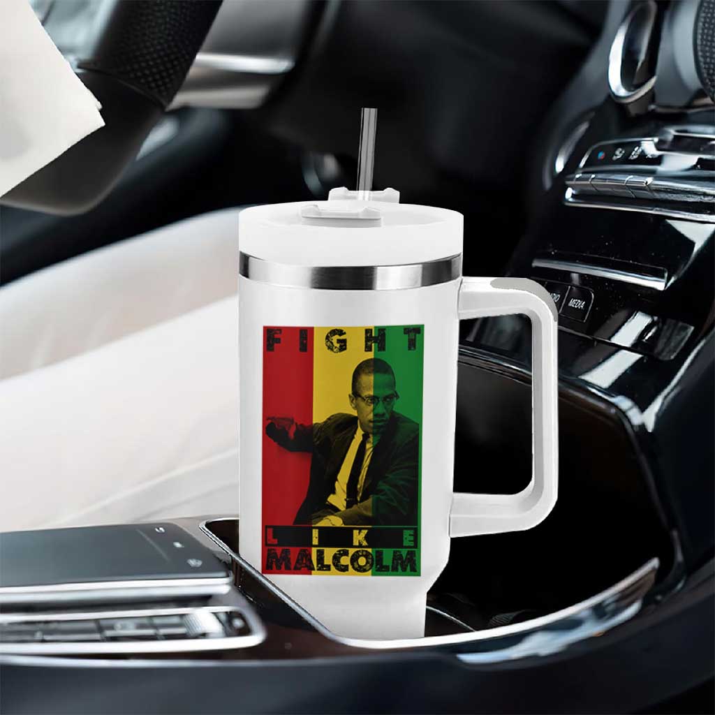 Fight Like Malcolm X Tumbler With Handle African American Pride Gift - Wonder Print Shop