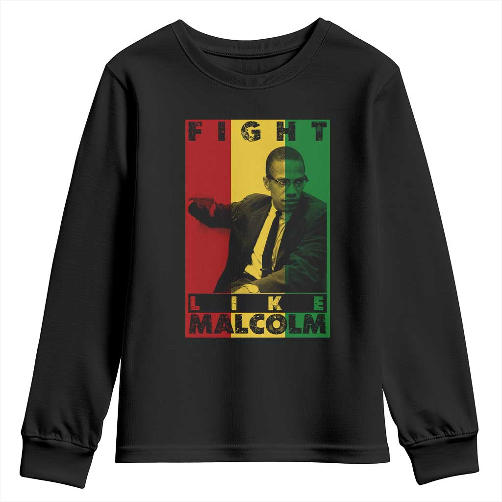 Fight Like Malcolm X Youth Sweatshirt African American Pride Gift - Wonder Print Shop