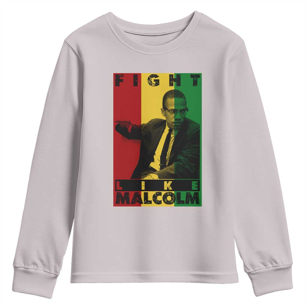 Fight Like Malcolm X Youth Sweatshirt African American Pride Gift - Wonder Print Shop
