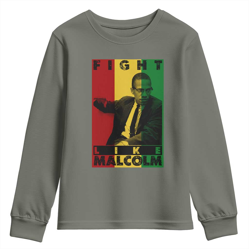 Fight Like Malcolm X Youth Sweatshirt African American Pride Gift - Wonder Print Shop