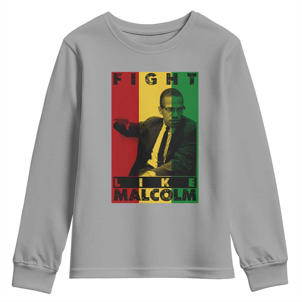 Fight Like Malcolm X Youth Sweatshirt African American Pride Gift - Wonder Print Shop