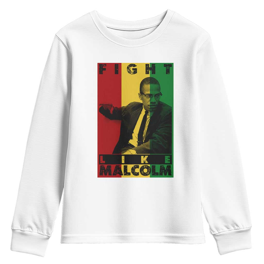 Fight Like Malcolm X Youth Sweatshirt African American Pride Gift - Wonder Print Shop