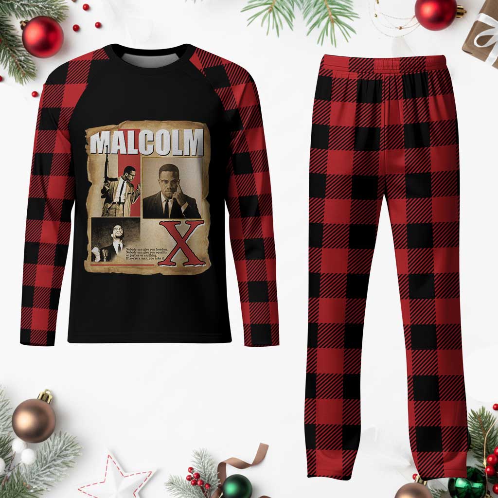 Malcolm X Quote Plaid Pajama Set Nobody Can Give You Freedom Take It - Wonder Print Shop