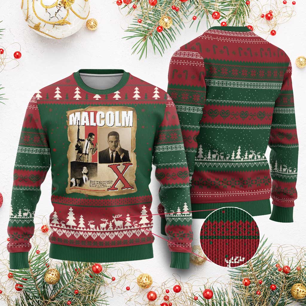 Malcolm X Quote Ugly Christmas Sweater Nobody Can Give You Freedom Take It - Wonder Print Shop