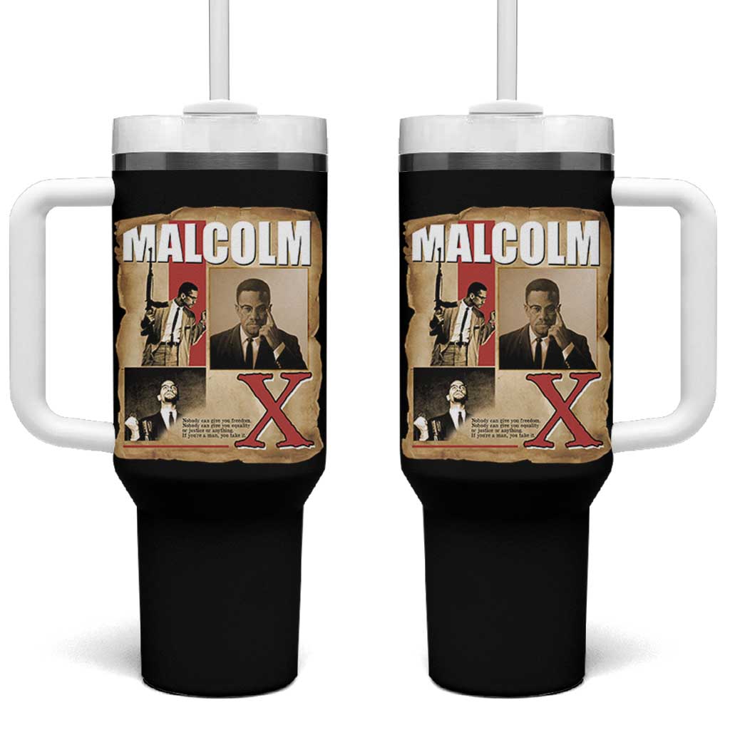 Malcolm X Quote Tumbler With Handle Nobody Can Give You Freedom Take It - Wonder Print Shop