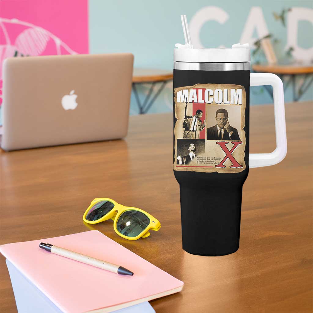 Malcolm X Quote Tumbler With Handle Nobody Can Give You Freedom Take It - Wonder Print Shop