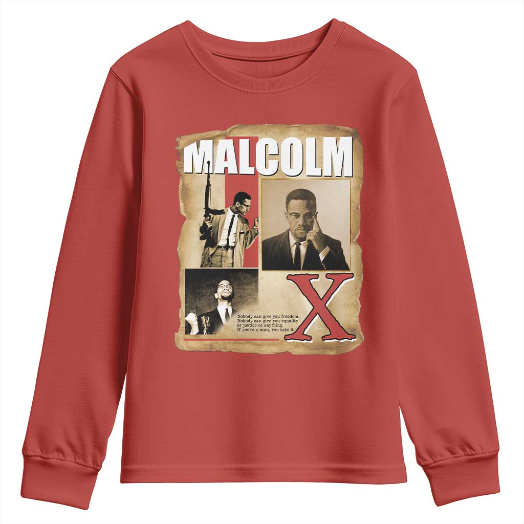 Malcolm X Quote Youth Sweatshirt Nobody Can Give You Freedom Take It - Wonder Print Shop