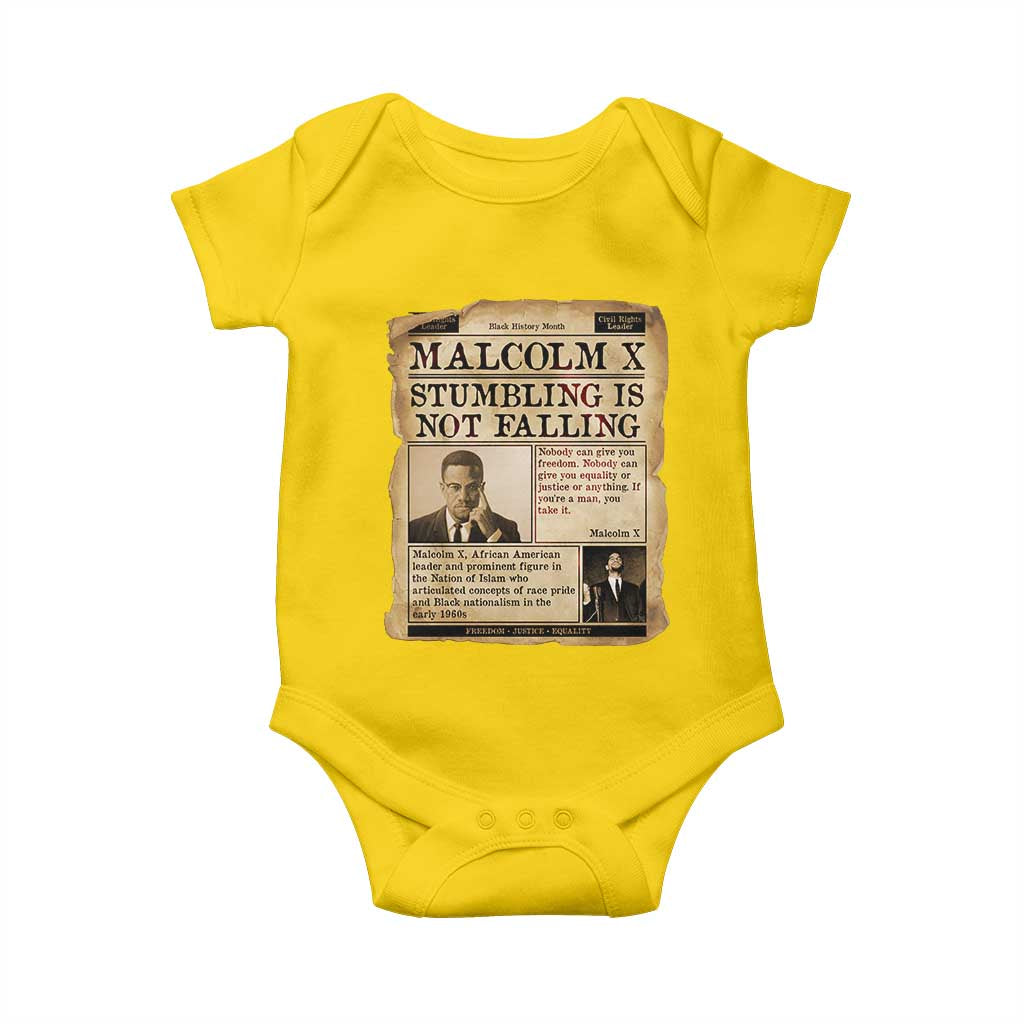 Malcolm X Baby Onesie Stumbling Is Not Falling Civil Rights Leader TS12