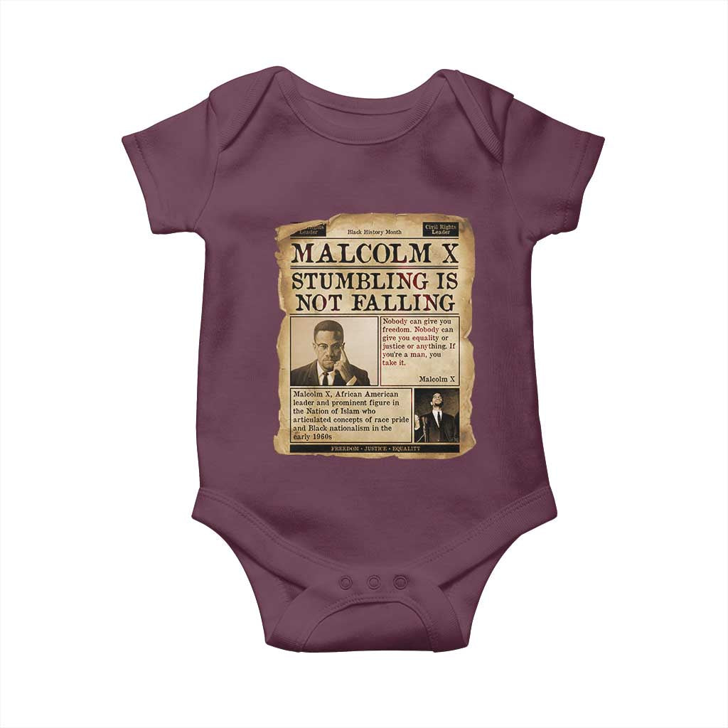 Malcolm X Baby Onesie Stumbling Is Not Falling Civil Rights Leader TS12
