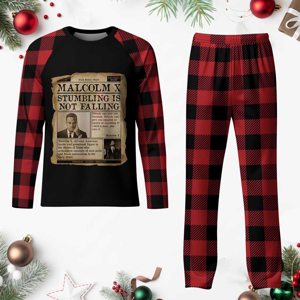 Malcolm X Plaid Pajama Set Stumbling Is Not Falling Civil Rights Leader TS12