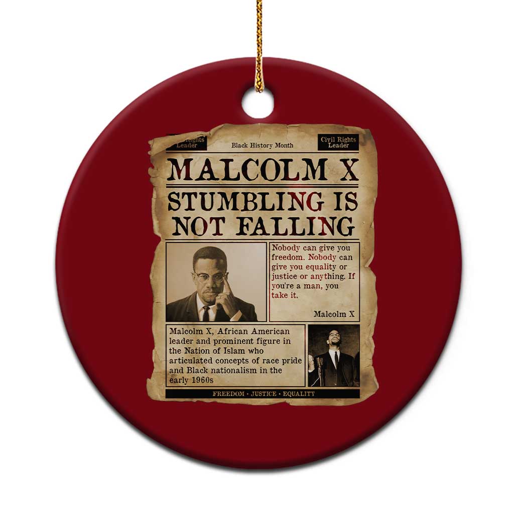 Malcolm X Ceramic Ornament Stumbling Is Not Falling Civil Rights Leader TS12