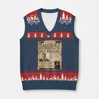 Malcolm X V-Neck Knit Sweater Vest Stumbling Is Not Falling Civil Rights Leader TS12