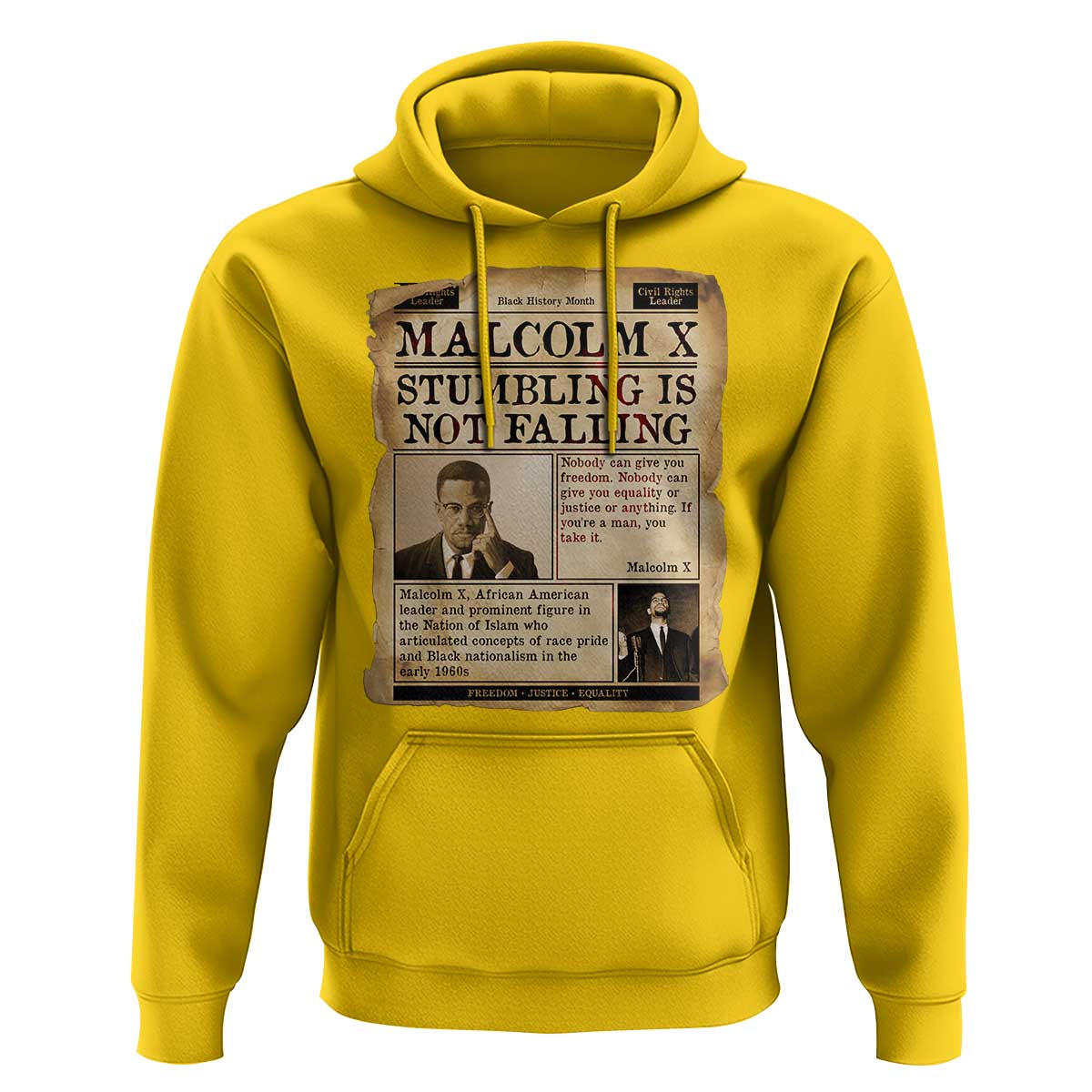 Malcolm X Hoodie Stumbling Is Not Falling Civil Rights Leader TS12