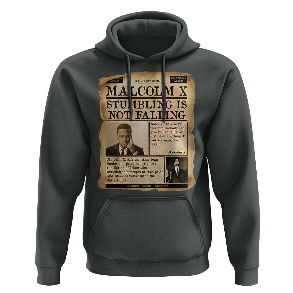 Malcolm X Hoodie Stumbling Is Not Falling Civil Rights Leader TS12