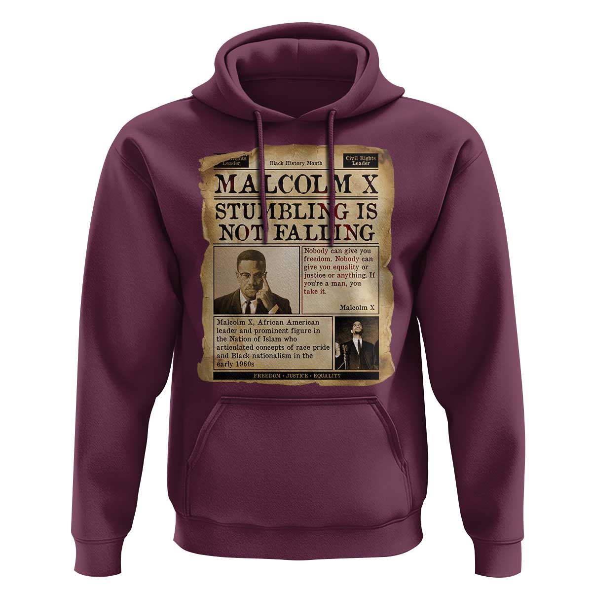 Malcolm X Hoodie Stumbling Is Not Falling Civil Rights Leader TS12