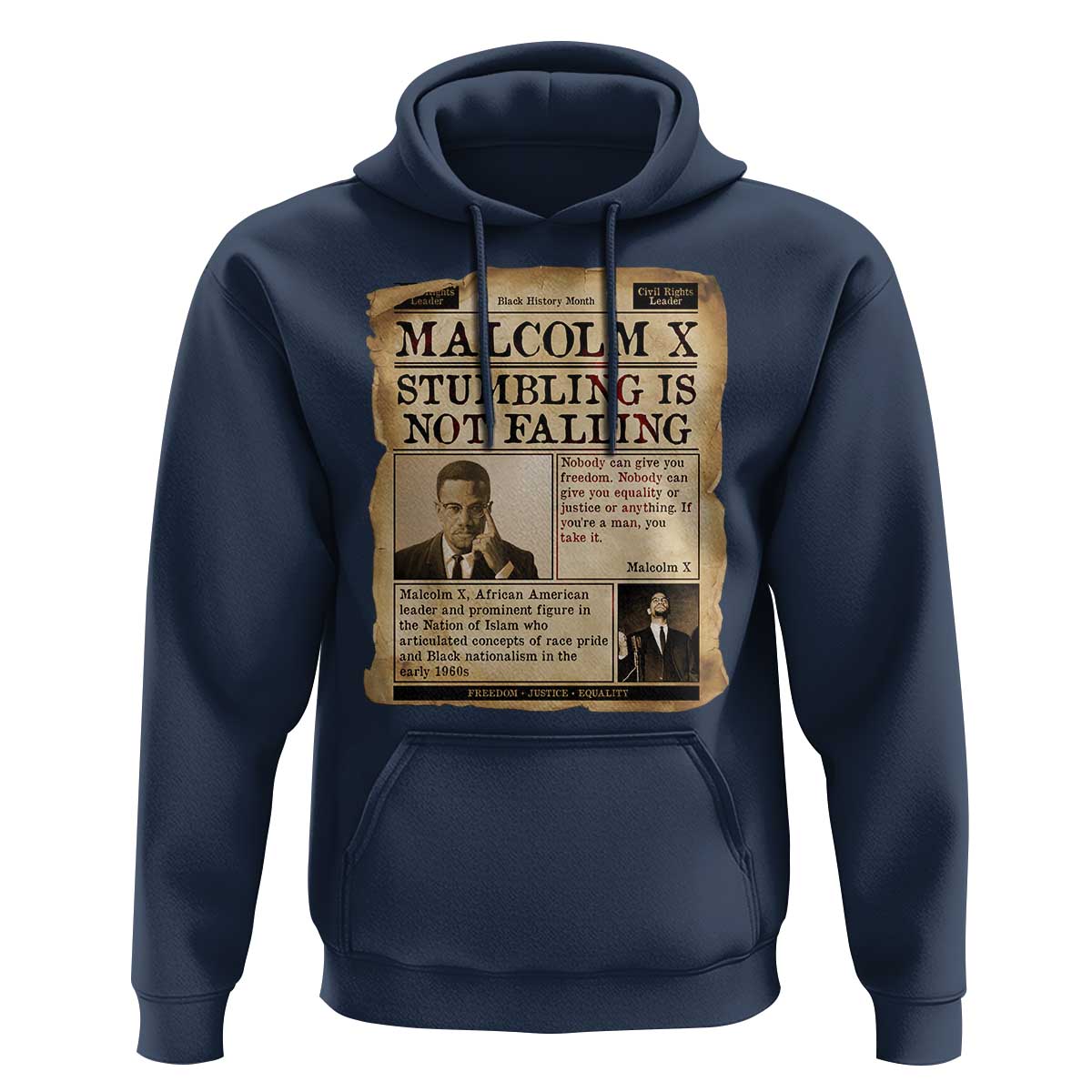 Malcolm X Hoodie Stumbling Is Not Falling Civil Rights Leader TS12