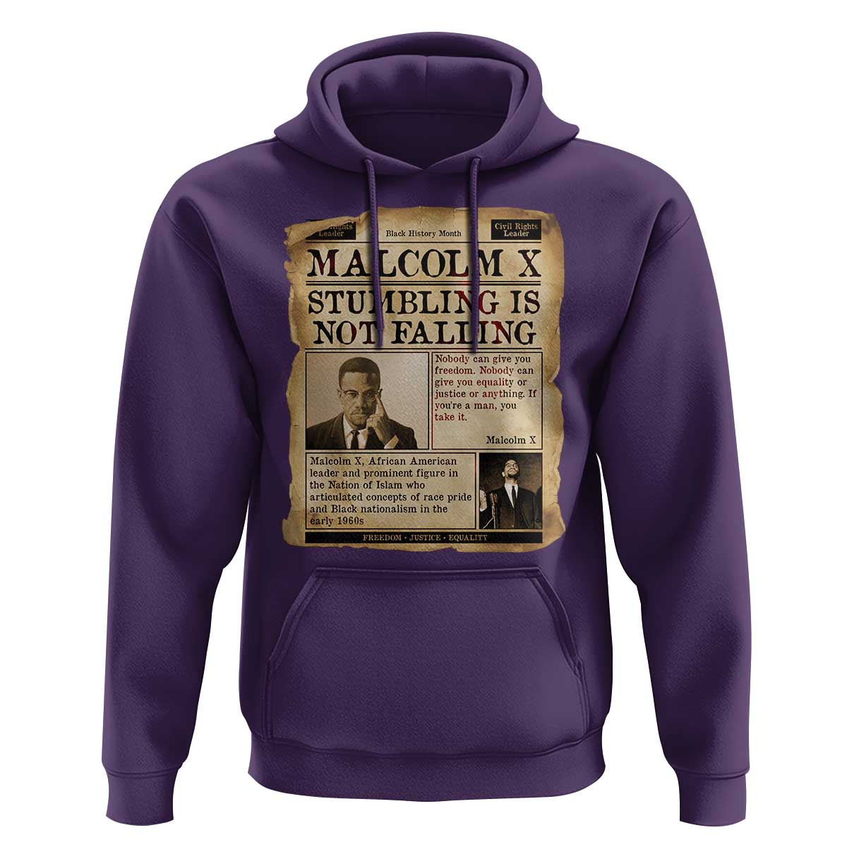 Malcolm X Hoodie Stumbling Is Not Falling Civil Rights Leader TS12