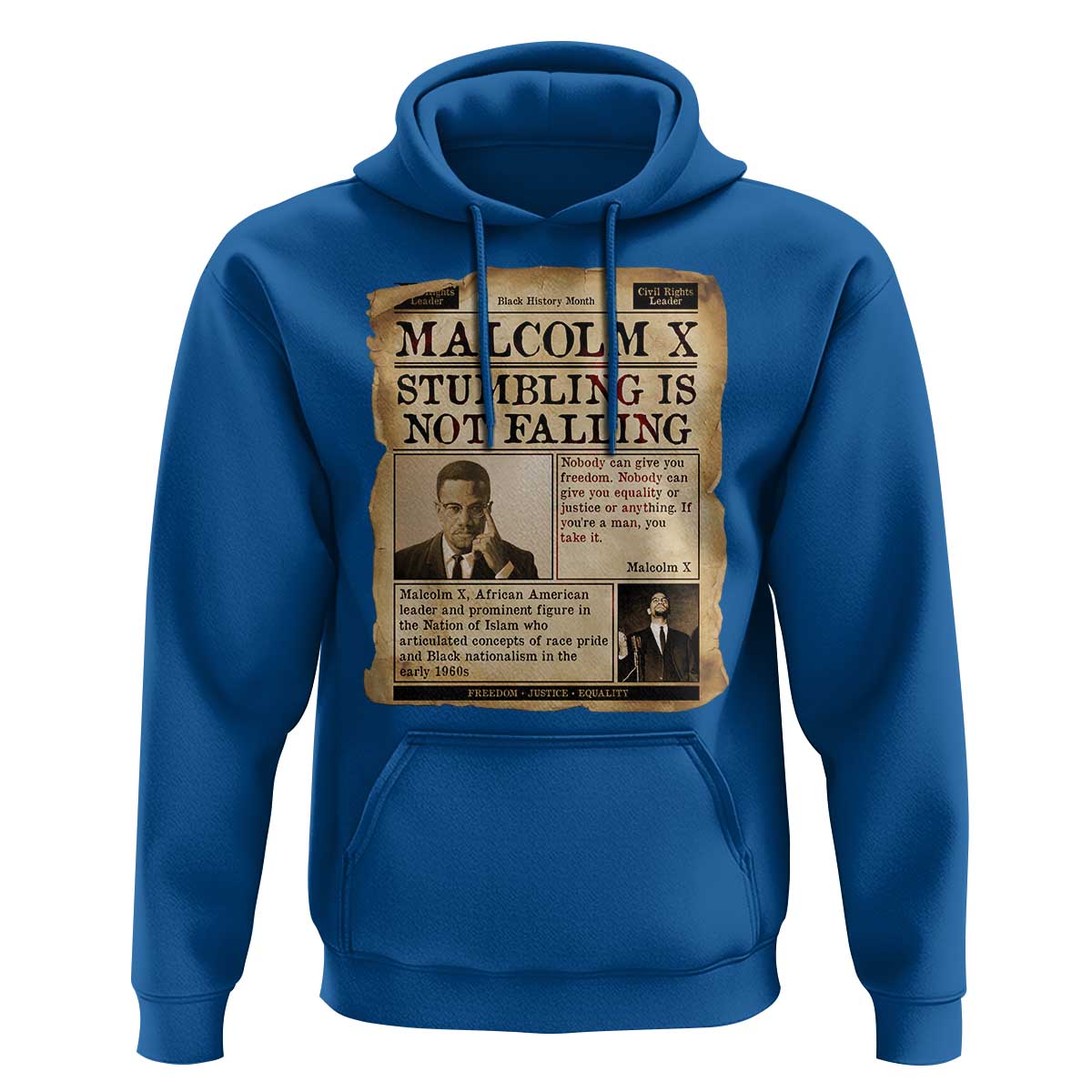 Malcolm X Hoodie Stumbling Is Not Falling Civil Rights Leader TS12