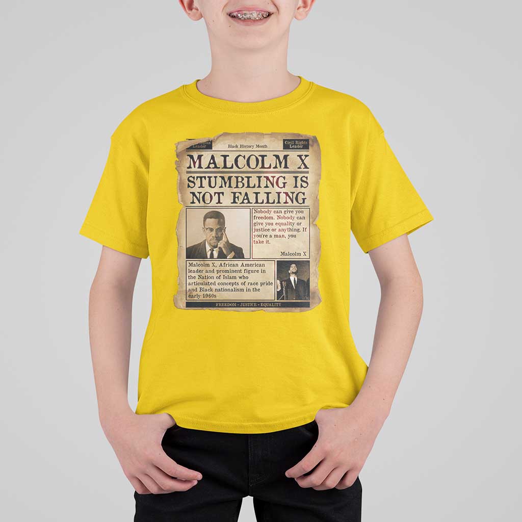Malcolm X T Shirt For Kid Stumbling Is Not Falling Civil Rights Leader TS12