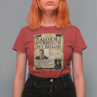 Malcolm X T Shirt For Women Stumbling Is Not Falling Civil Rights Leader TS12