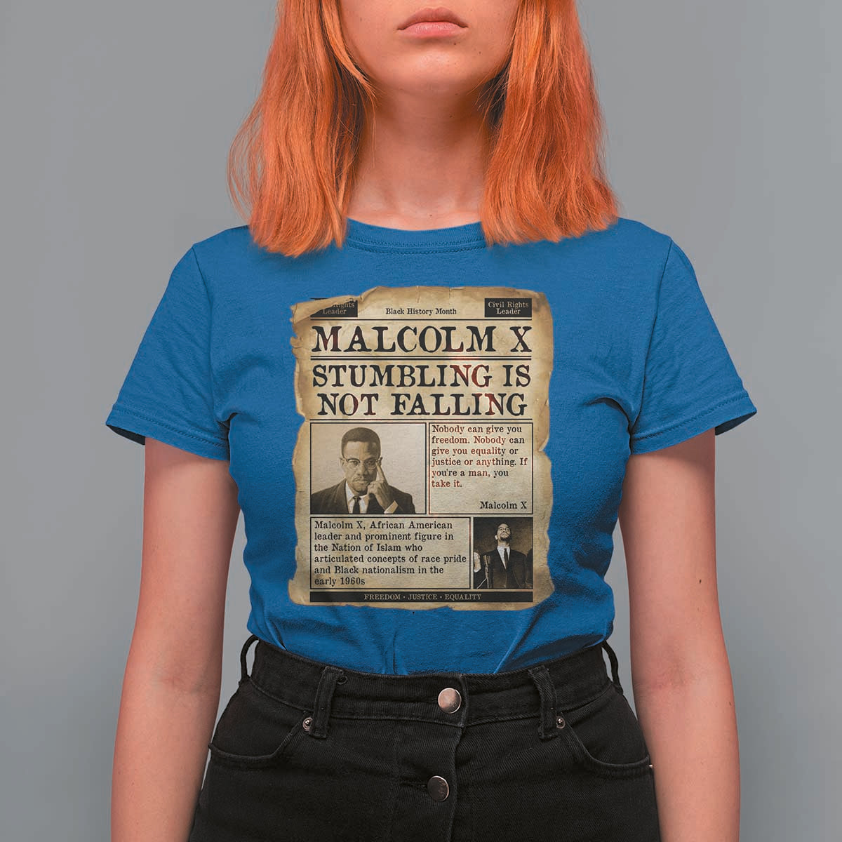 Malcolm X T Shirt For Women Stumbling Is Not Falling Civil Rights Leader TS12
