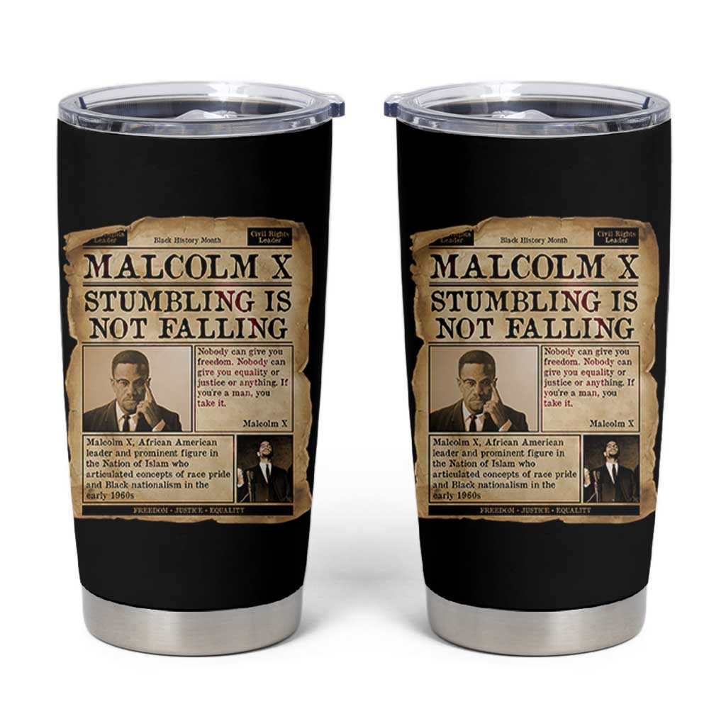 Malcolm X Tumbler Cup Stumbling Is Not Falling Civil Rights Leader TS12