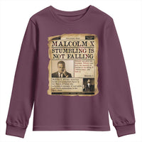 Malcolm X Youth Sweatshirt Stumbling Is Not Falling Civil Rights Leader TS12