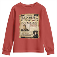Malcolm X Youth Sweatshirt Stumbling Is Not Falling Civil Rights Leader TS12