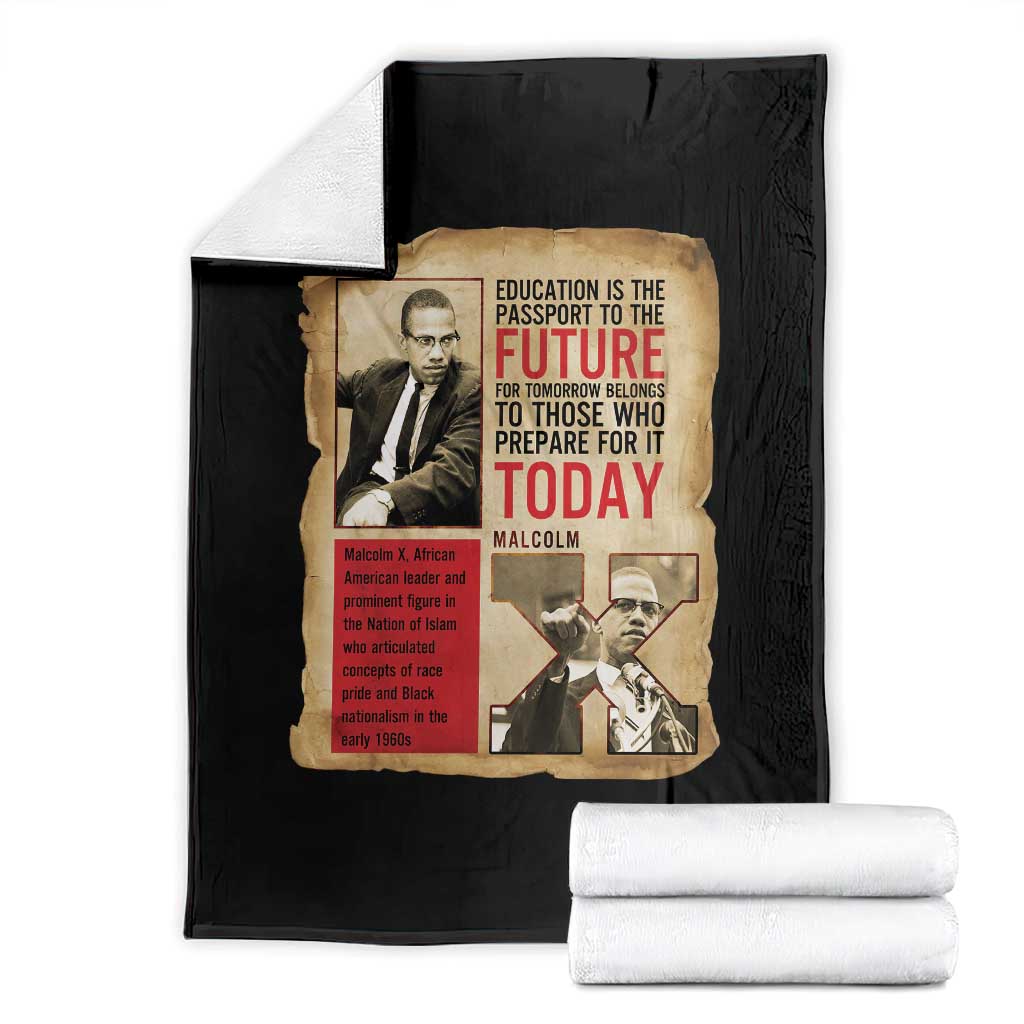Education Is The Passport To The Future Malcolm X Wisdom Throw Blanket - Wonder Print Shop