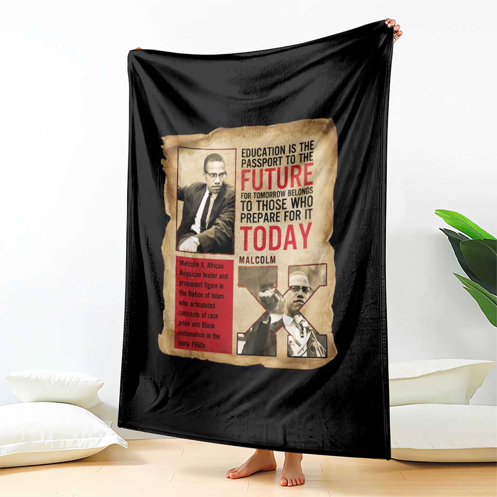 Education Is The Passport To The Future Malcolm X Wisdom Throw Blanket - Wonder Print Shop