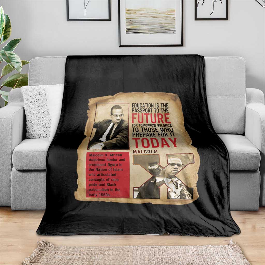 Education Is The Passport To The Future Malcolm X Wisdom Throw Blanket - Wonder Print Shop