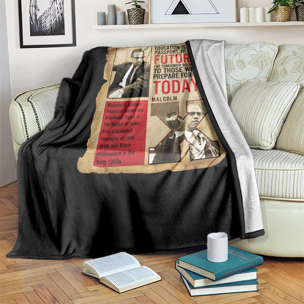 Education Is The Passport To The Future Malcolm X Wisdom Throw Blanket - Wonder Print Shop