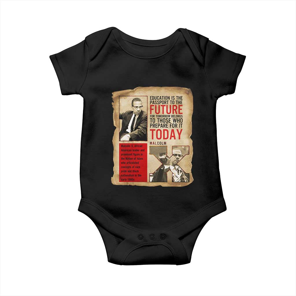 Education Is The Passport To The Future Malcolm X Wisdom Baby Onesie - Wonder Print Shop