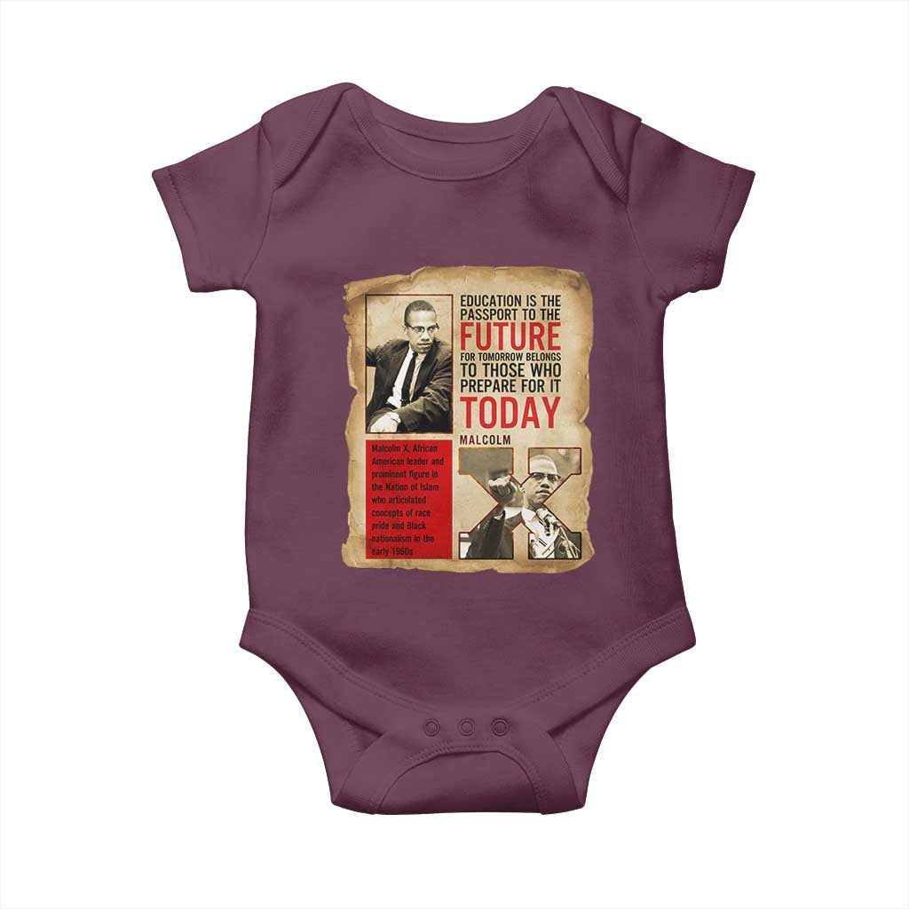 Education Is The Passport To The Future Malcolm X Wisdom Baby Onesie - Wonder Print Shop