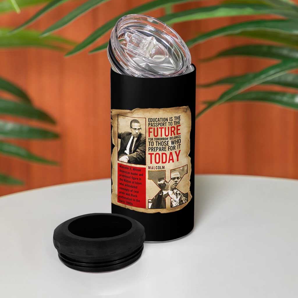 Education Is The Passport To The Future Malcolm X Wisdom 4 in 1 Can Cooler Tumbler - Wonder Print Shop