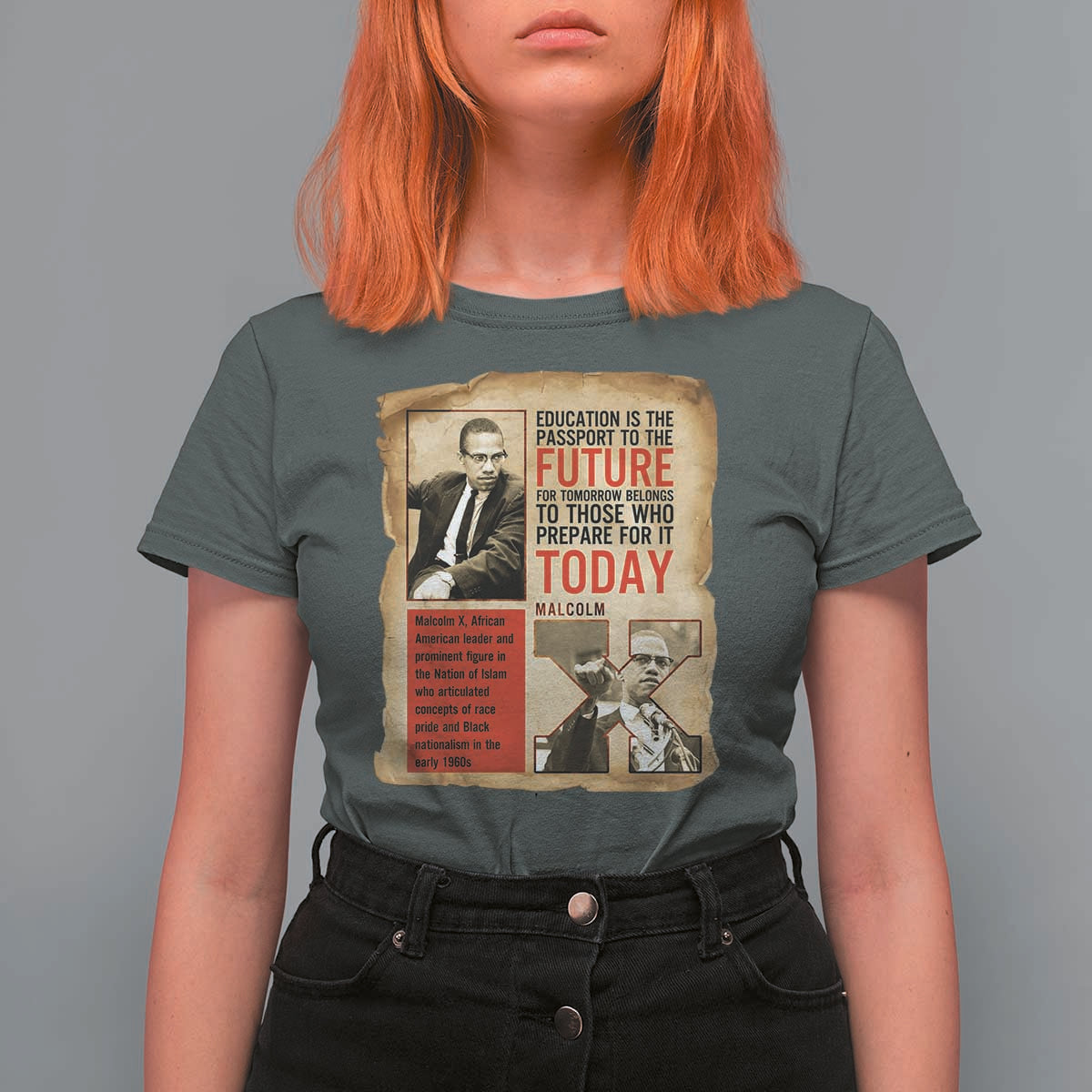 Education Is The Passport To The Future Malcolm X Wisdom T Shirt For Women - Wonder Print Shop