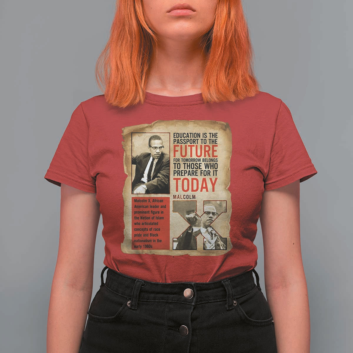Education Is The Passport To The Future Malcolm X Wisdom T Shirt For Women - Wonder Print Shop
