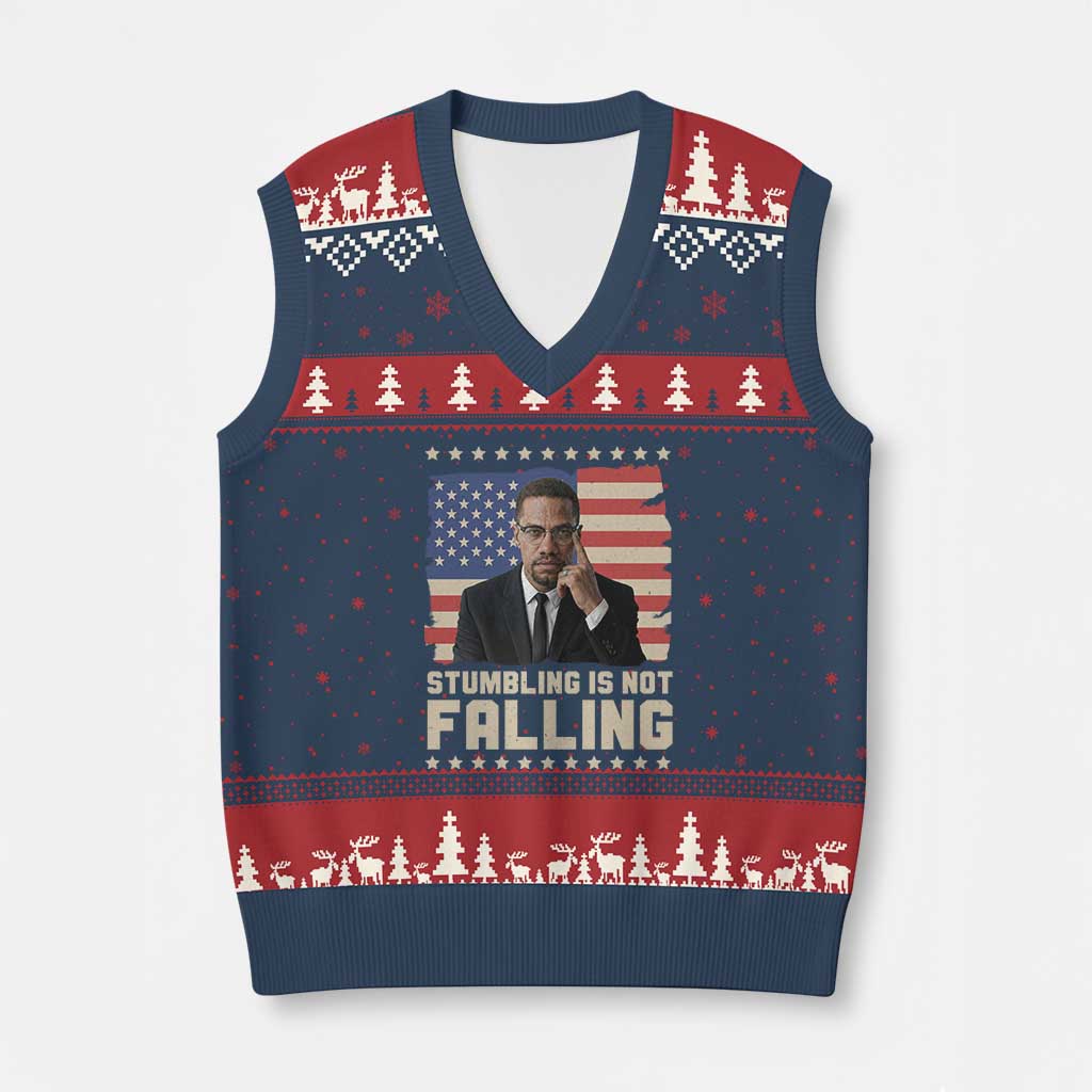 African American Pride Gift V-Neck Knit Sweater Vest Malcolm X TS12