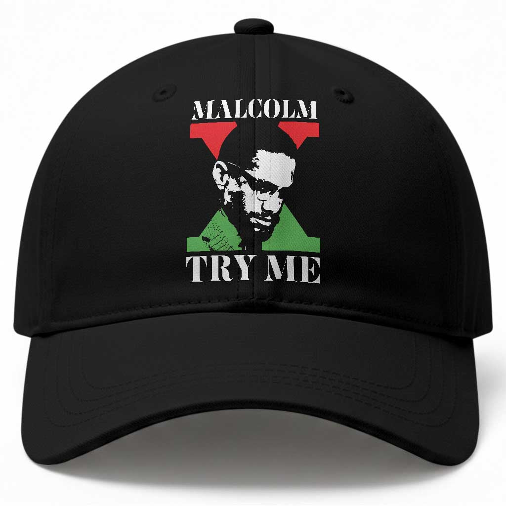 Malcolm X Try Me Baseball Cap American Civil Rights Leader Quote