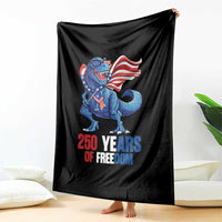 Funny Patriotic Dinosaur Throw Blanket 250 Years Of Freedom