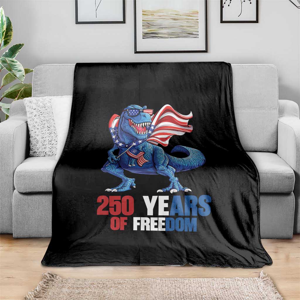 Funny Patriotic Dinosaur Throw Blanket 250 Years Of Freedom