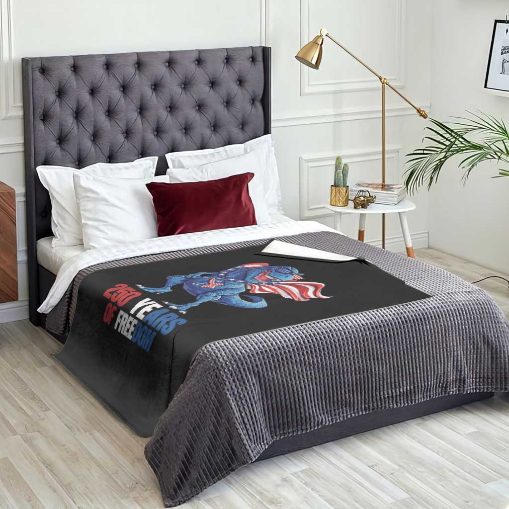 Funny Patriotic Dinosaur Throw Blanket 250 Years Of Freedom