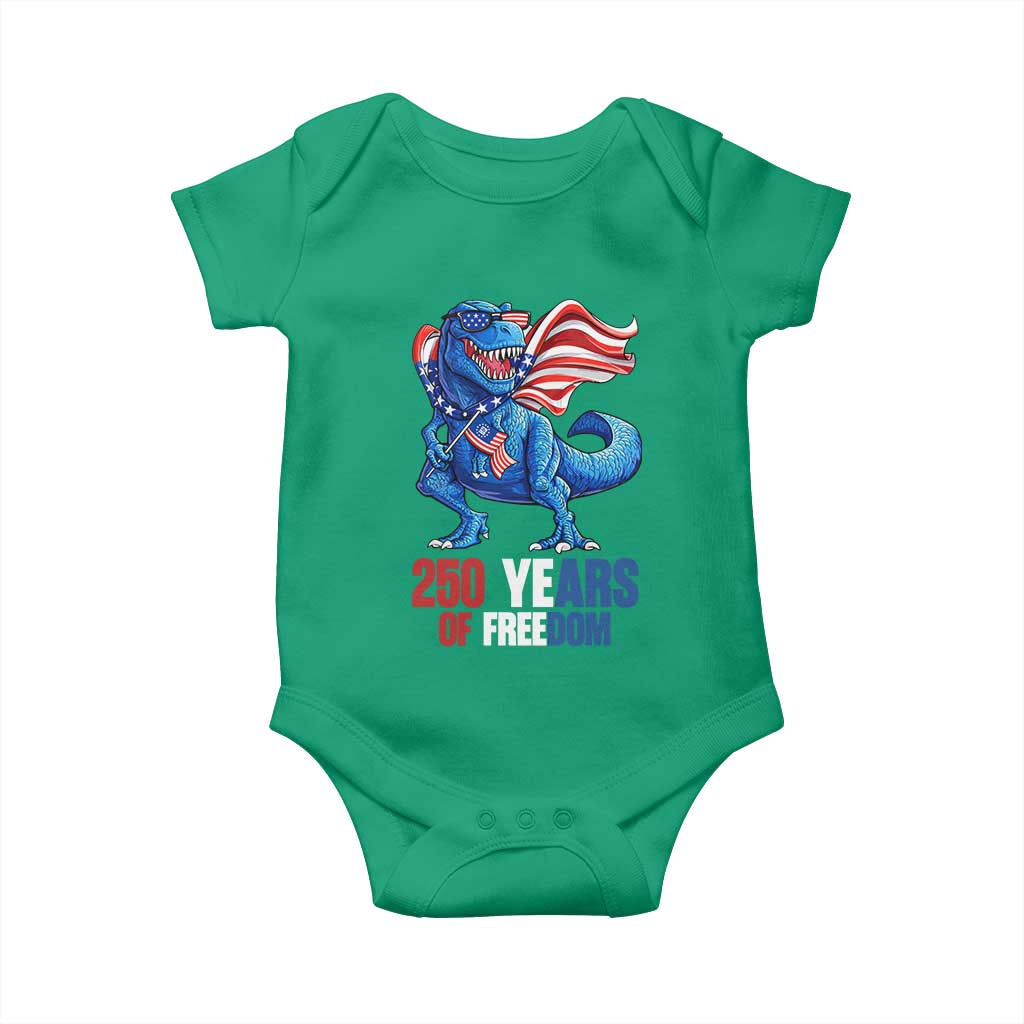 Funny Patriotic Dinosaur Baby Onesie 250 Years Of Freedom
