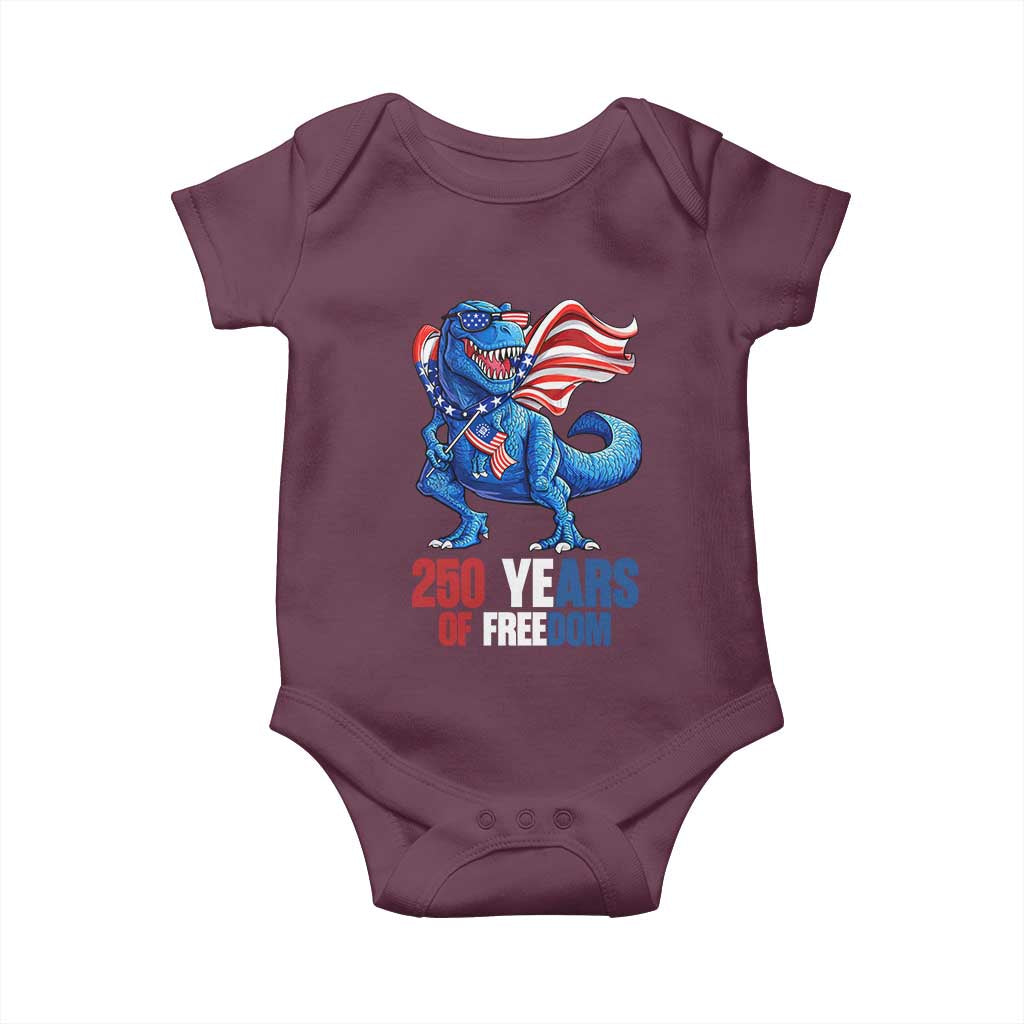 Funny Patriotic Dinosaur Baby Onesie 250 Years Of Freedom