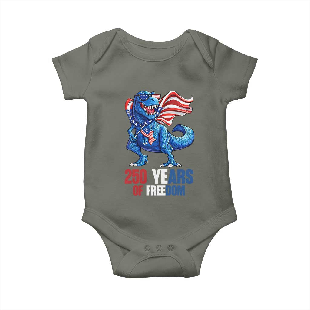 Funny Patriotic Dinosaur Baby Onesie 250 Years Of Freedom