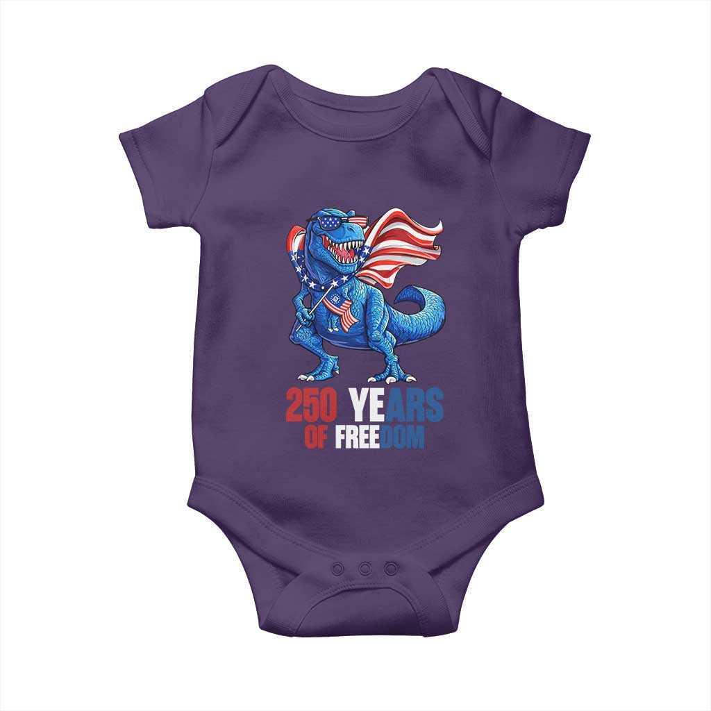Funny Patriotic Dinosaur Baby Onesie 250 Years Of Freedom