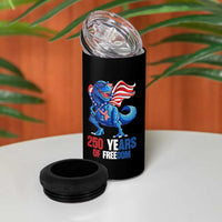 Funny Patriotic Dinosaur 4 in 1 Can Cooler Tumbler 250 Years Of Freedom