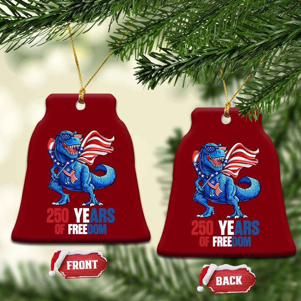 Funny Patriotic Dinosaur Ceramic Ornament 250 Years Of Freedom