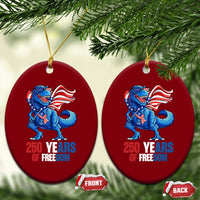 Funny Patriotic Dinosaur Ceramic Ornament 250 Years Of Freedom