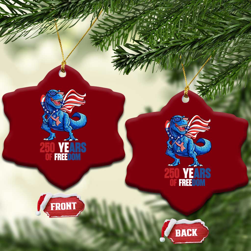 Funny Patriotic Dinosaur Ceramic Ornament 250 Years Of Freedom
